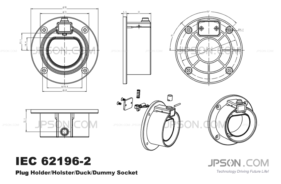 IEC 62196-2 Type 2 EV Plug Holder